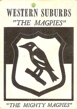 1968 Scanlens Series 2 - Team Emblems #NNO Western Suburbs Magpies Front